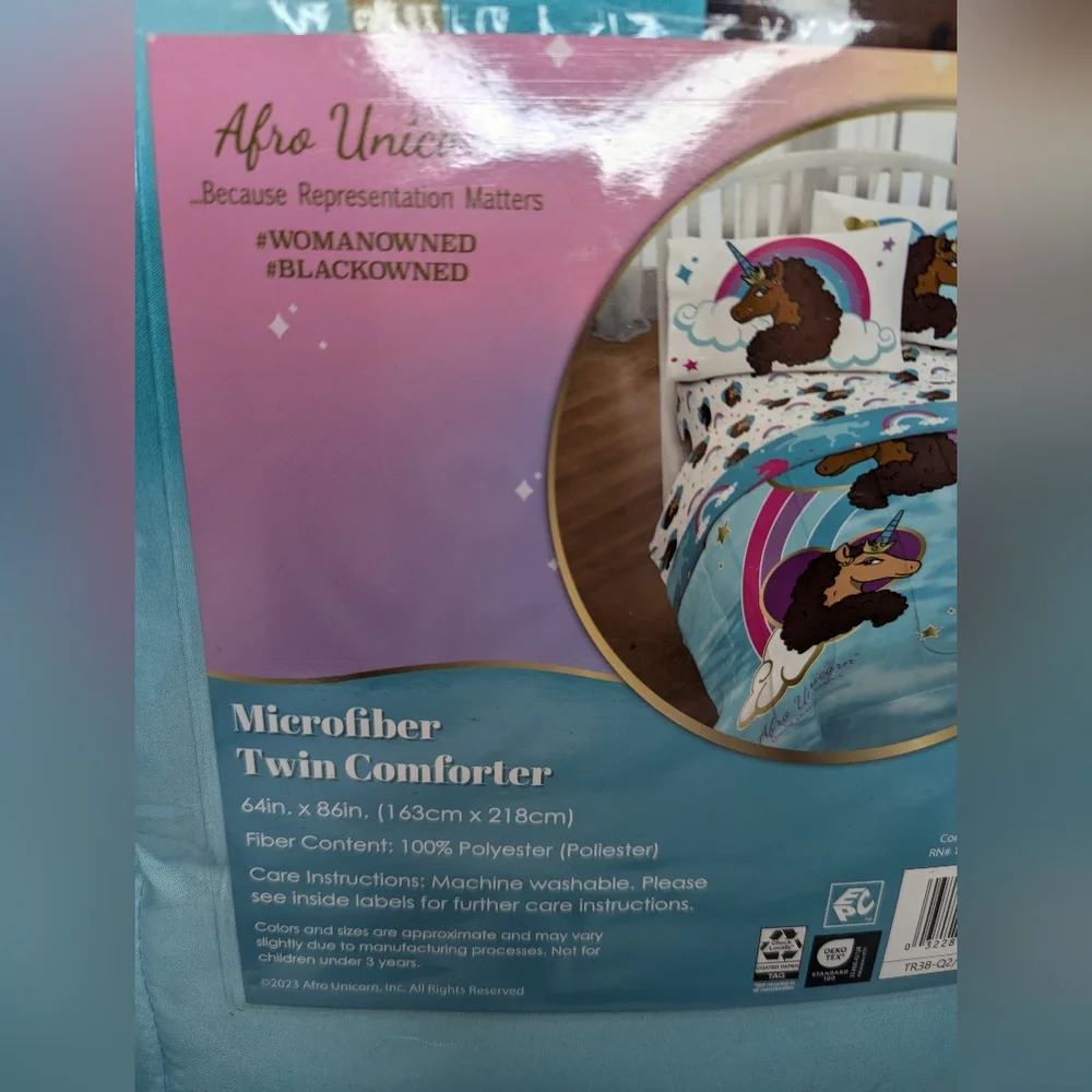 Afro Unicorn Microfiber Twin Comforter